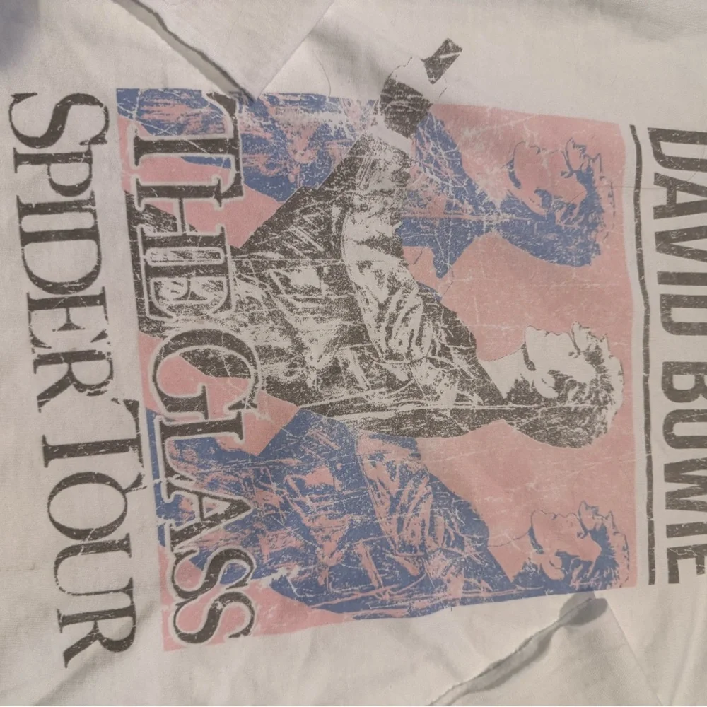 Recycled Karma White David Bowie Graphic Long Bell Sleeve Sweatshirt - Picture 2 of 5